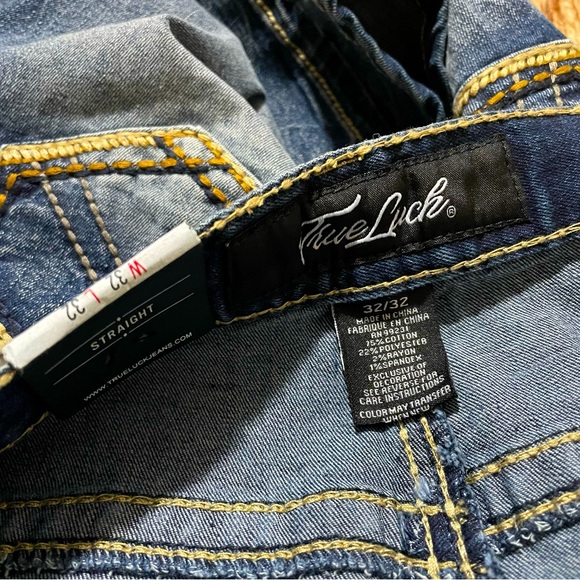 True Luck Jeans Classic Stretch Blue Denim Men’s W 32 x L 32 Brand New - Picture 10 of 11
